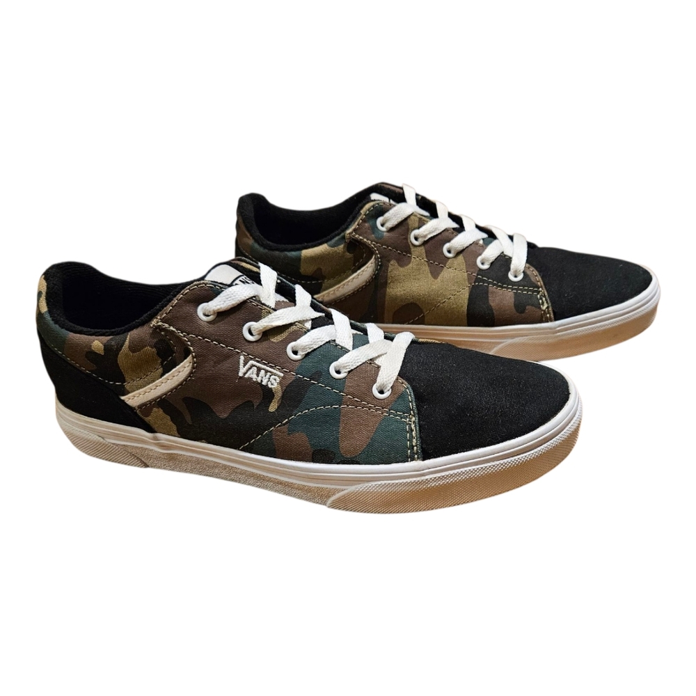 Vans Black and Camouflage Low-Top Youth Sz 5.5